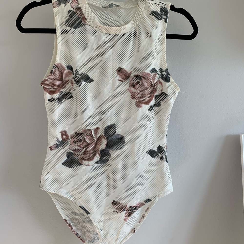 Sheer floral bodysuit